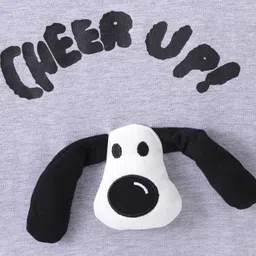 Mark & Mia Cotton Full Sleeves Winter Wear T-Shirt & Lounge Pant Set With Dog Applique & Text Print - Grey image 5