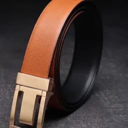 WINSOME DEAL Men Push Pin Closure Textured Formal Belt image 1