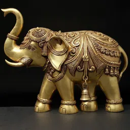 Exotic India 2Pcs Yellow Textured Pair Of Elephant Wall Hangings image 4