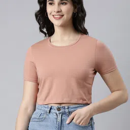 TWIN BIRDS Round Neck Cotton Crop Top-picture-31