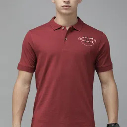 Wildcraft Men Maroon Solid Polo Collar Active Pure Cotton T-shirt with Printed Detail-picture-47