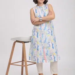 R&B Multicolor Polyester Abstract Straight Kurta image 3