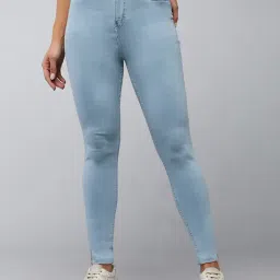 DOLCE CRUDO Light Blue Denim Skinny Fit High Rise Jeans-image-31