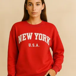 KASHIAN Typography Printed Round Neck Pullover Sweatshirt image 2