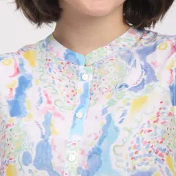 R&B Multicolor Polyester Abstract Straight Kurta image 4