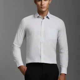 Louis Philippe Blue Cotton Slim Fit Self Pattern Shirt-picture-30