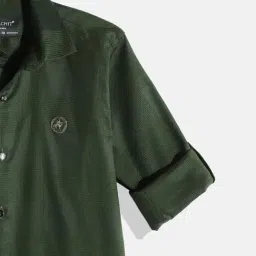 CHARCHIT Boys Green Solid Shirt image 5
