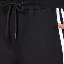 Ajile by Pantaloons Jet Black Cotton Striped Track Pants image 5