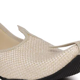 PANAHI Men Cream-Coloured Woven Mojaris image 5