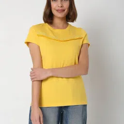 Vero Moda Yellow Regular Fit T-Shirt-image-18