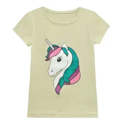 A.T.U.N. Girls Beige Unicorn Printed T-Shirt-picture-33