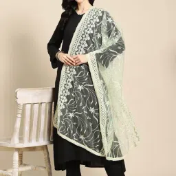 Saadgi Pista Green Embroidered Dupatta-image-92