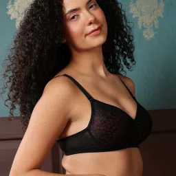 Clovia Black Regular Fit Self Pattern Bra image 5