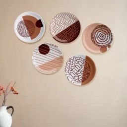 Nestroots Modern Mosaic in Earthy Tones Peach Porcelain¿Decorative Wall Plate-picture-48