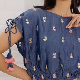 Aralia Embroidered Crop Top With Palazzo image 2