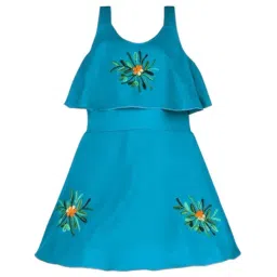 Wish Karo Girls Sky Blue Embroidered Frock-image-97