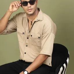 Rigo Men Beige Polycorduroy Oversized Utility Shirt image 5