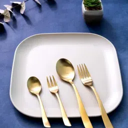 ROXX Golden Stainless Steel Grace Ss Cutlery Matt Dinner Spoon With Gift Box - Set of 24-image-25