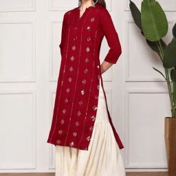 Ishin Maroon Embellished Straight Kurta-picture-36