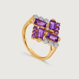 Mia by Tanishq Dazzling Martini Marvel 14k Diamond & Amethyst Finger Ring image 5
