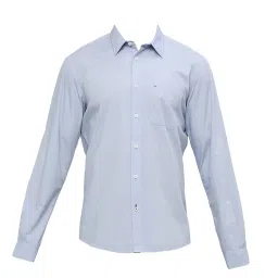 Basics Blue Cotton Slim Fit Shirt image 5