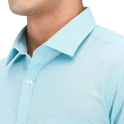 Park Avenue Blue Slim Fit Self Pattern Shirt image 5