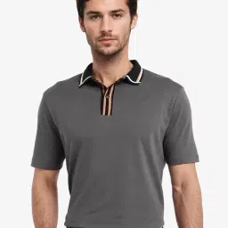 Rare Rabbit Grey Regular Fit Solid Polo T-Shirt-picture-41