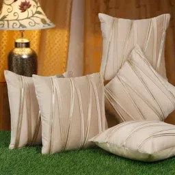 HOSTA HOMES Cream Polyester Cushion Covers - Set of 5-picture-17