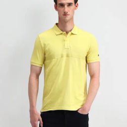 Arrow Sport Yellow Cotton Regular Fit Texture Polo T-Shirt-picture-49