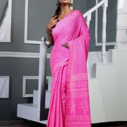 Unnati Silks Pink Cotton Printed Saree With Unstitched Blouse-picture-23