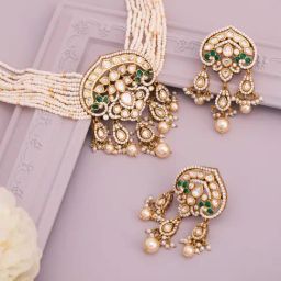 Kushal's Fashion Jewellery Green Gold-Tone Plated Set for Women-picture-22