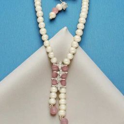 Sri Jagdamba Pearls White Heritage Glint Pearl Necklace & Earring Set-picture-25