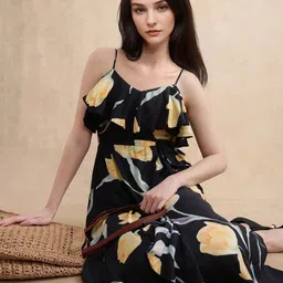 RAREISM Floral Print Fit & Flare Midi Dress-image-59