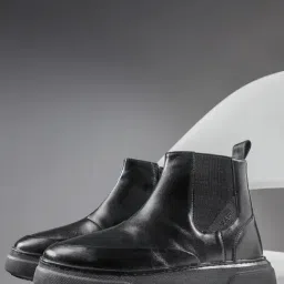 Rare Rabbit Men's Black Chelsea Boots-image-50