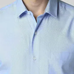 Peter England Blue Regular Fit Texture Shirt image 4