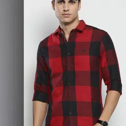The Indian Garage Co Men Pure Cotton Windowpane Checked Casual Shirt-picture-13