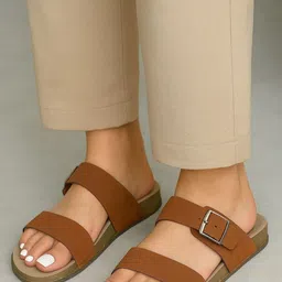INKLENZO Women Open Toe Flats with Buckles image 3