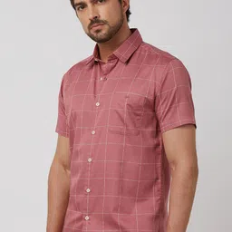 Mufti Men Slim Fit Windowpane Checks Opaque Checked Casual Shirt image 3