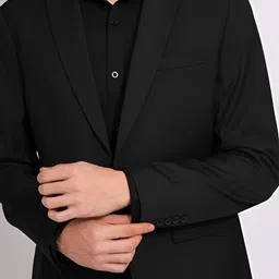 Selvis Single-Breasted Notched Lapel Collar Cotton Blazer image 3