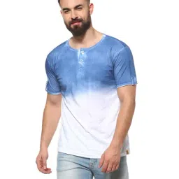 Campus Sutra Blue & White Regular Fit Henley T-shirt-picture-22