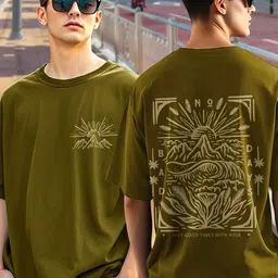 AUSK Graphic Printed Round Neck Drop-Shoulder Sleeves Oversized Cotton T-shirt image 2