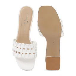London Rag Woven White Strap Detail Slip-On Sandal Heels image 5