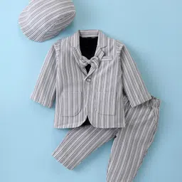 Robo Fry Cotton Knit Full Sleeves T-Shirt & Trouser With Hat & Blazer - Grey-picture-22