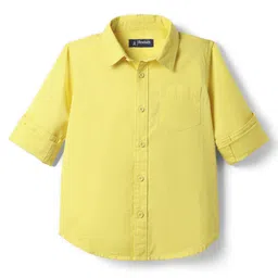 Pine Kids 100% Cotton Full Sleeves Solid Coloured Shirt - Yellow-picture-25