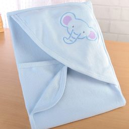 Simply Terry Knit Hooded Elephant Printed Towel & Wrapper L 80 x B 80 cm - Light Blue-picture-36