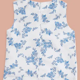 Pantaloons Junior Cotton Sleeveless Floral Printed & Bow Detailed Top - White image 3