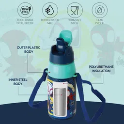 Cello Kidzbee Era Spiderman Web Warriors 3D Print Water Bottle Blue - 400 ml image 2