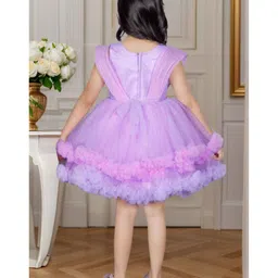 Lagorii Net Woven Sleeveless Shimmered Sequin Embellished Ruffle Detailed Dress - Purple image 3