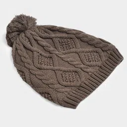 Mi Arcus 100% Cotton Cable Knitted Skull Cap - Brown image 3