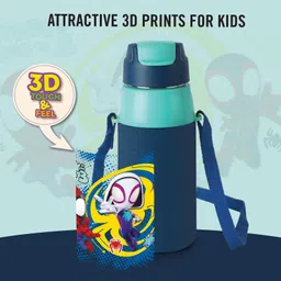 Cello Kidzbee Era Spiderman Web Warriors 3D Print Water Bottle Blue - 400 ml image 4